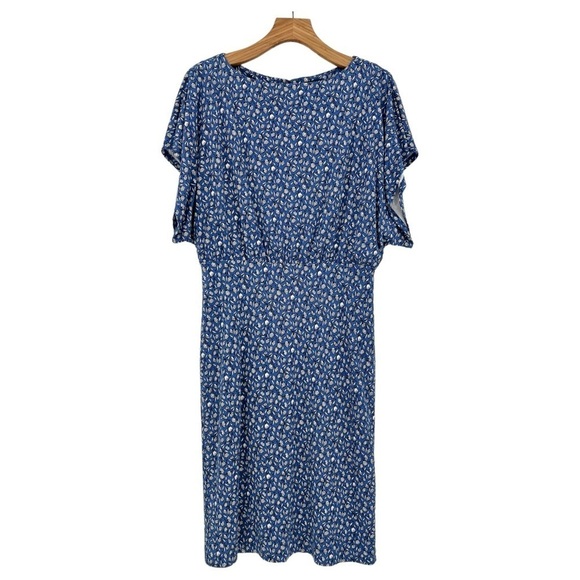 Ann Taylor Floral Dolman Sheath Midi Dress in Blue White Ditsy Floral Size 12 - Picture 4 of 12